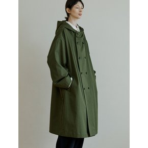 unisex trench hood coat khaki