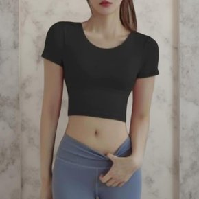 여성 액티브 편한 U넥 트랙수트 짧은소매 티셔츠