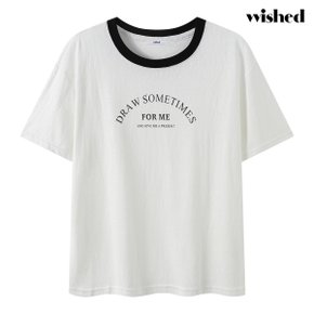 라운드넥 배색 포인트 로고 티셔츠 (WIDBTS017)