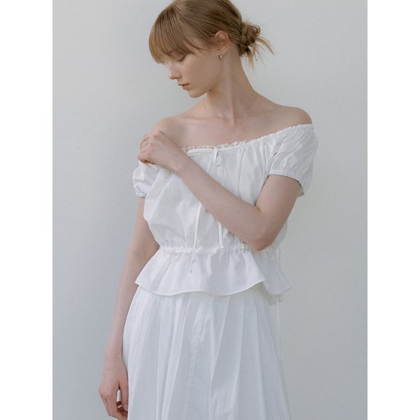 lace shirring 2-way blouse (white) orc 6026