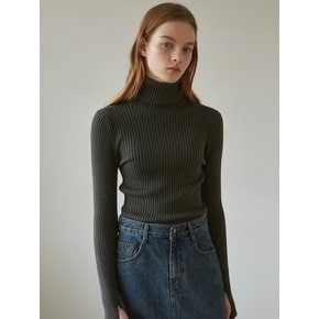 RIBBED TURTLENECK KNIT_CHARCOAL
