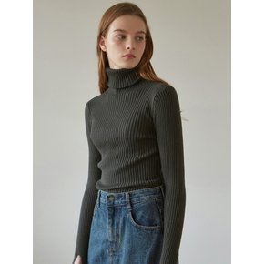 RIBBED TURTLENECK KNIT_CHARCOAL