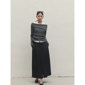 LOW RISE STRIPE RIBBON SKIRT DARK GRAY MBDFSK001DG