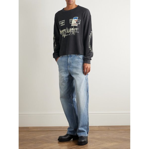 체리 로스앤젤레스 베스트 웨스트 서멀 크롭 와플 니트 코튼 블렌드 티셔츠 46376663162994144