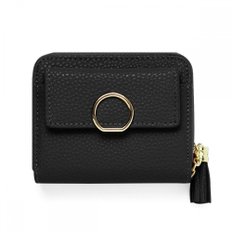 [블랑 폼] 지갑 여성 접이식 지갑 컴팩트 태슬 첨부 작은 지갑 미니 지갑 bp-1033 블랙