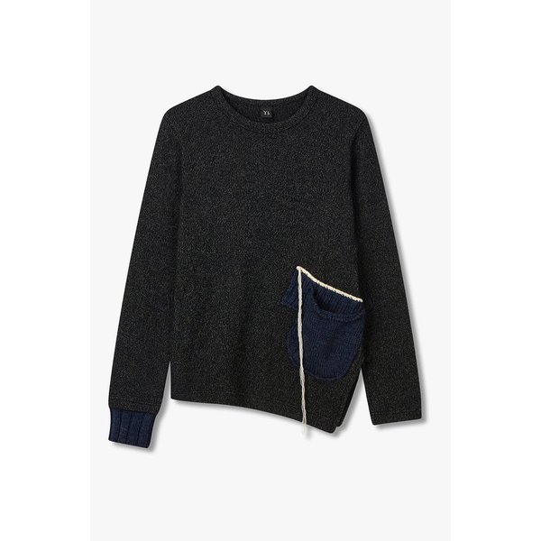 [Y`s]배색 패치 포켓 슬릿 니트 풀오버 6615330203000