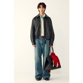 [MEN] 포켓 디테일 신세틱 레더 블루종 점퍼 9156361831099