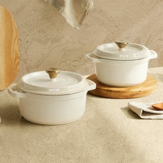  [8% 카드할인] 크림 무쇠 주물냄비 22cm