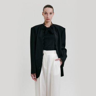 EENK Lace-Trim Blazer - Black