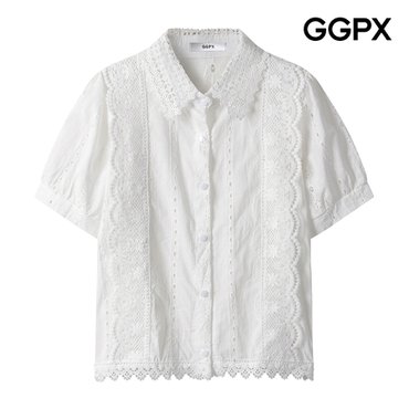GGPX 카라넥 레이스 퍼프 셔츠 (GP6SH041F)