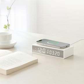 15W 슬림 엣지 미러 무선충전 알람시계 (BK)