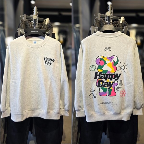 [시흥점] 해피데이 베어자수 세미오버핏 맨투맨(남여공용)/JGZZ22914LG