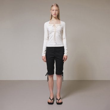 레이브 Ribbon Detail Biker Pants in Black VW4SL140-10