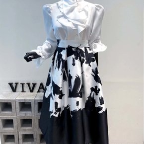 / [VIVA] 22FW 붓칠 나염 벌룬 풀스커트