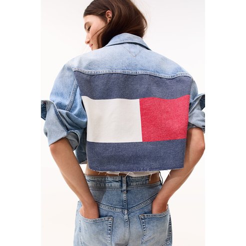 타미진스 여성 데님 크롭 트러커 재킷 T32F6NJC11TWT1 TOMMY JEANS