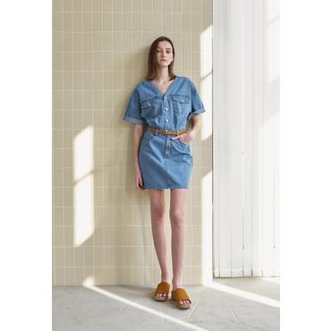 나인(Atelier Nain) ZOP6071VNECK MINI DENIM DRESS OP6071SG