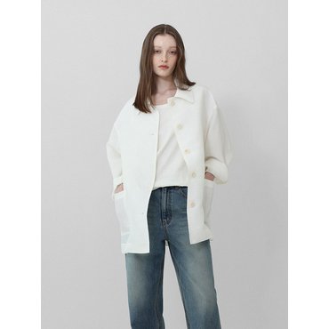 로우 White linen half coat_white