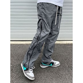 NYLON SIDE ZIPPER PANTS (CHACOAL)