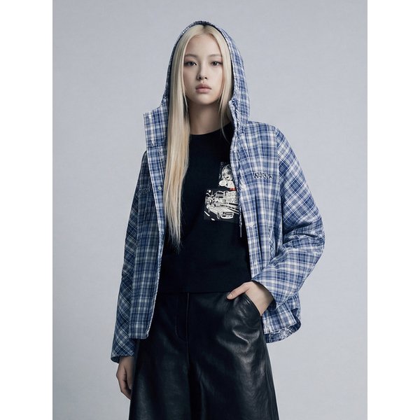 [리오더, STELLAR LEUNA] 체크 후디 셔츠_블루 71162602C1