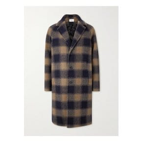 Checked Wool-Blend Felt Coat 브라운