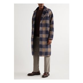 Checked Wool-Blend Felt Coat 브라운