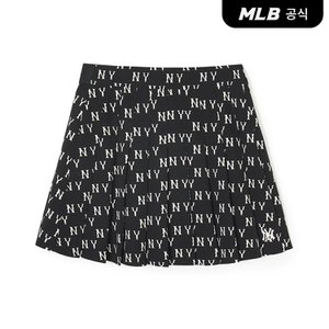 MLB [코리아공식]여성 톤온톤 프린트 모노그램 플리츠 스커트 NY (Black)