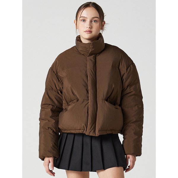 우먼즈 덕다운 숏 패딩 푸퍼 브라운