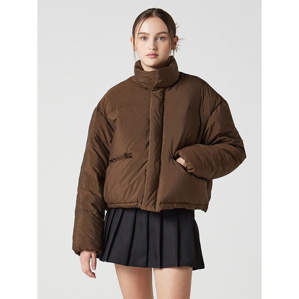 우먼즈 덕다운 숏 패딩 푸퍼 브라운