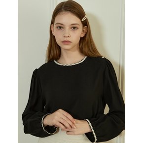 j1043 laced neck blouse (black)