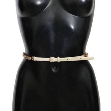 이스퀘어 4841686 Dolce  Gabbana Champagne Crystal Embellished Leather Womens Belt