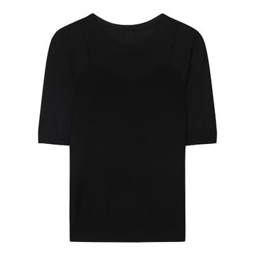 SI 투패턴 짜임 반팔 니트 (SSIUUCE29680)(SSIUU29680)