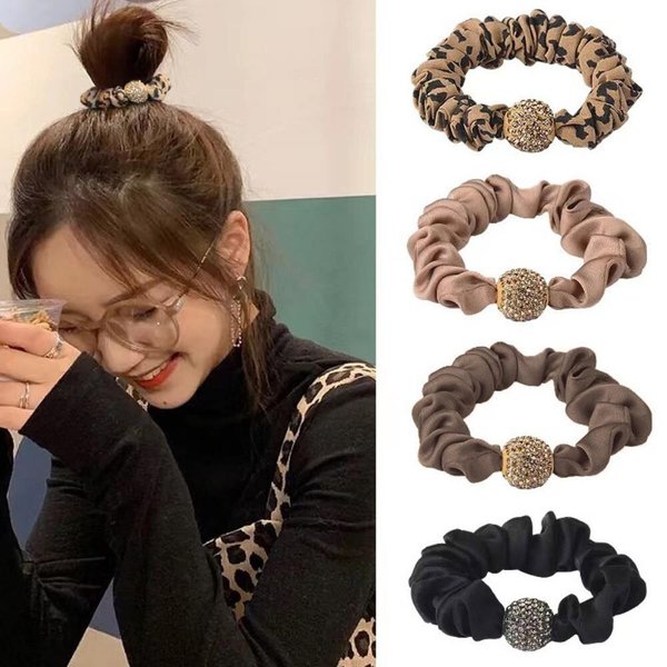 [옷자락] 여성 심플 큐빅볼 미니 곱창 4P세트 머리끈