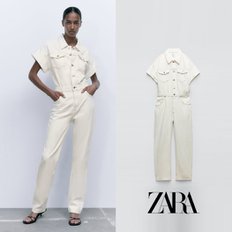 ZARA 자라 롱 화이트 데님 점프수트