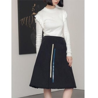 제이비리파인 LINE PRINTS ON DENIM A-LINE SKIRTS[A]