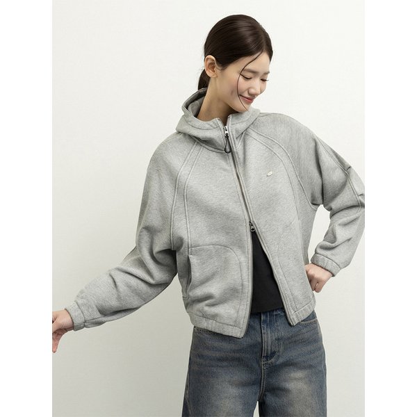 2WAY 베이직 코튼 슬래쉬 후드 집업_멜란지