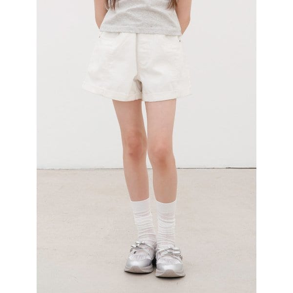 절개 롤업 데님쇼츠(화이트)