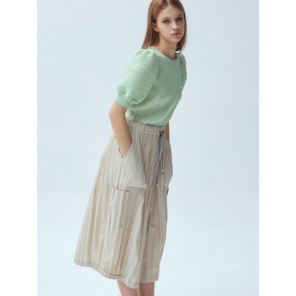 사이드 밴딩 플리츠 카고 스커트_2colors
