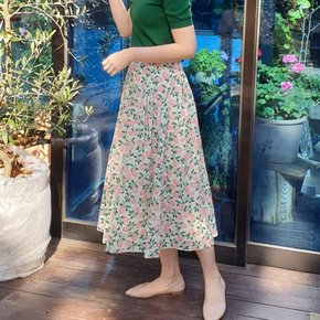 면100 후레아 롱 스커트 여름 썸머 나염 패턴 치마 빅사이즈 77 88 결혼식 하객룩