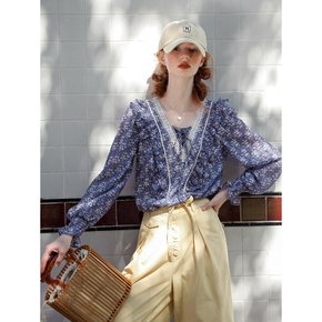 Moidew blue moon V-neck frill shirt