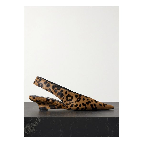 레오파드 프린트 카프 헤어 웨지 슬링백 펌프스 46376663162874213