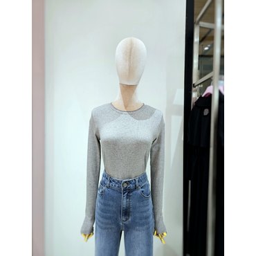 르샵 프릴넥 골지 스판 긴팔 티셔츠(L2F35JTS050)