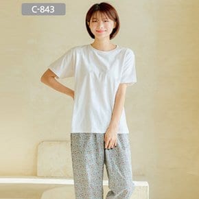 코지이지 국내산 비쥬 플라워 여자 여성 8부 바지 잠옷 c-843 jxwnz319