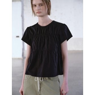 구호 플러스 Shirring Detail Blouse  Black (KE6360M015)