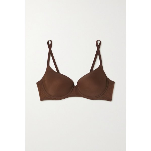 Naked Stretch-tulle Underwired T-shirt Bra 다크 브라운