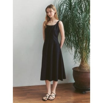 클루니 Modern Bustier Long Sleeveless Dress - black