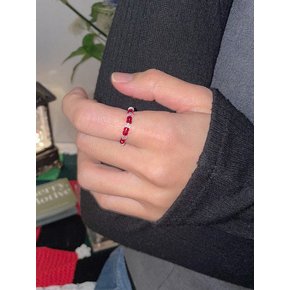 Red bead and crystal ring