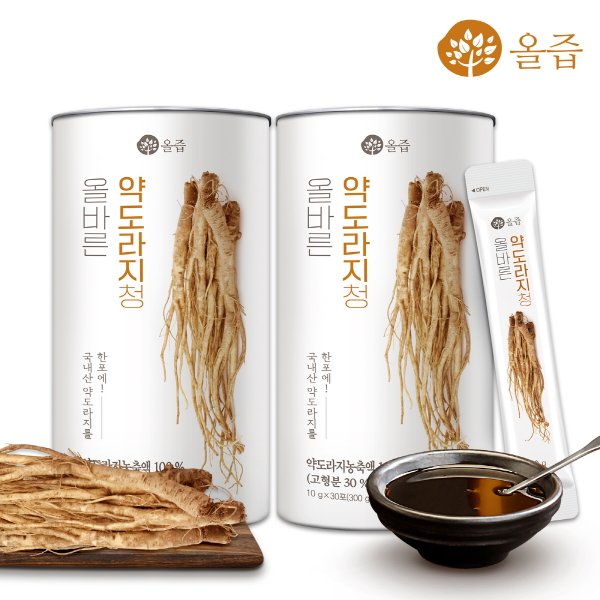 [소비기한 2026년 12월 20일] 올바른 약도라지청 10g 30포 x 2박스+쇼핑백 증정