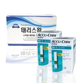 아큐첵 액티브 혈당시험지 100매+태리 알콜솜100매