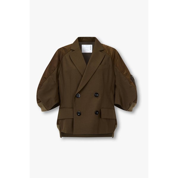 여성 나일론 트윌 믹스 슈팅 자켓_브라운 6416101112000