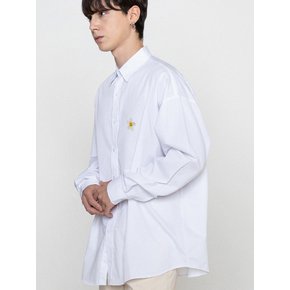 [UNISEX]플라워도트 자수 오버핏 셔츠_화이트